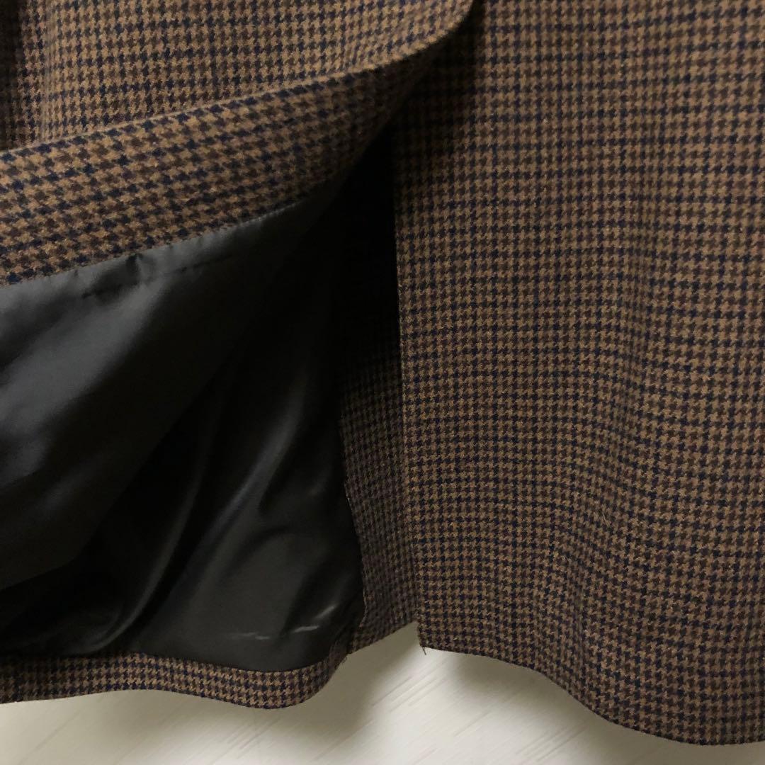 SHIPS ステンカラーコート ブラウン Lサイズ 千鳥柄 チェック 尾州ウール