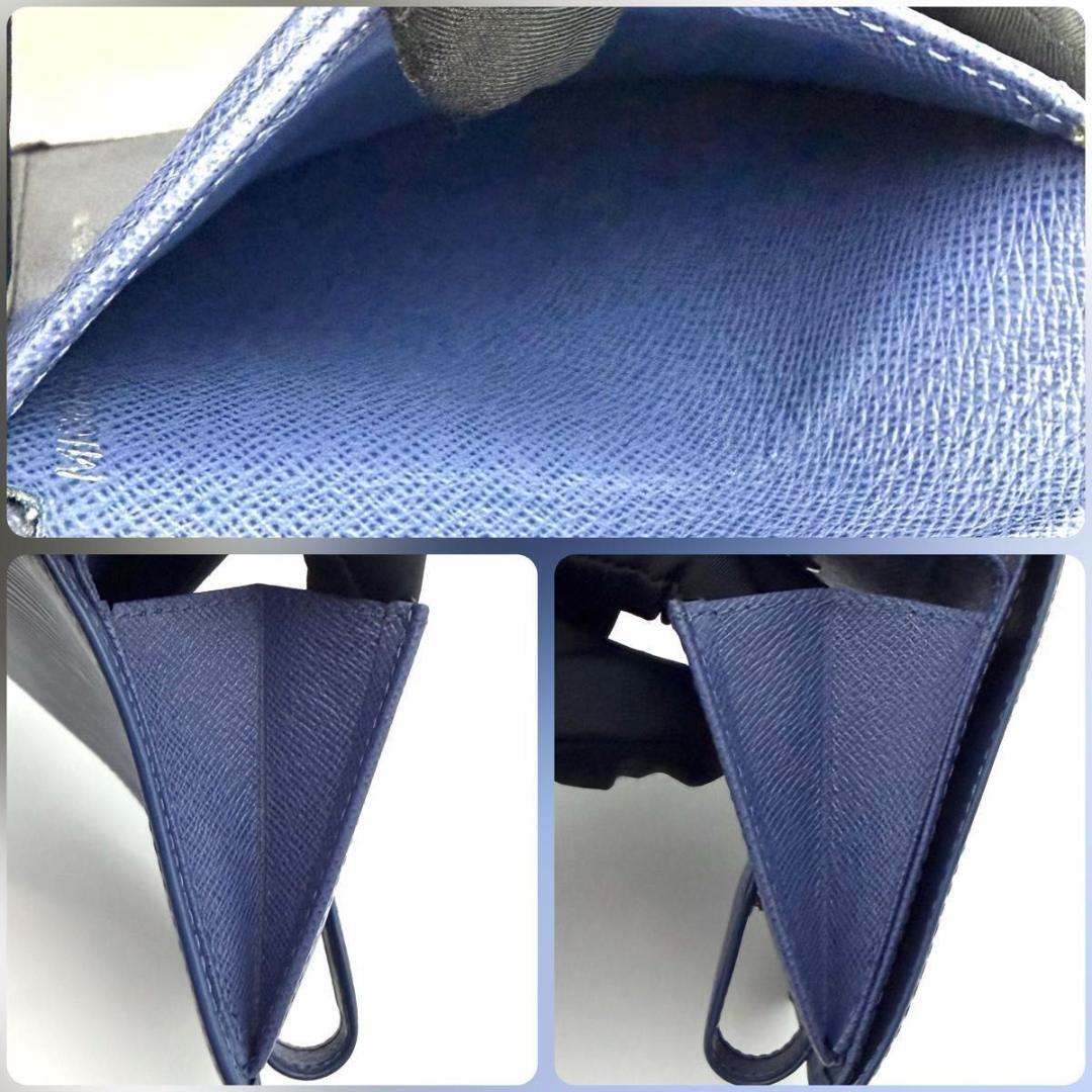 ルイヴィトン エピ ポルトビエ コンパクト ミルティーユ 二つ折り財布 ブルー