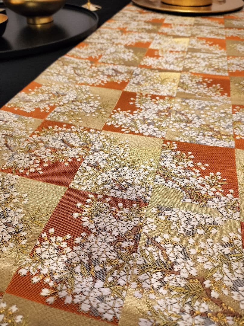 A668★逸品‼️豪華刺繍‼️ひな祭り‼️袋帯正絹テーブルランナー2m15cm