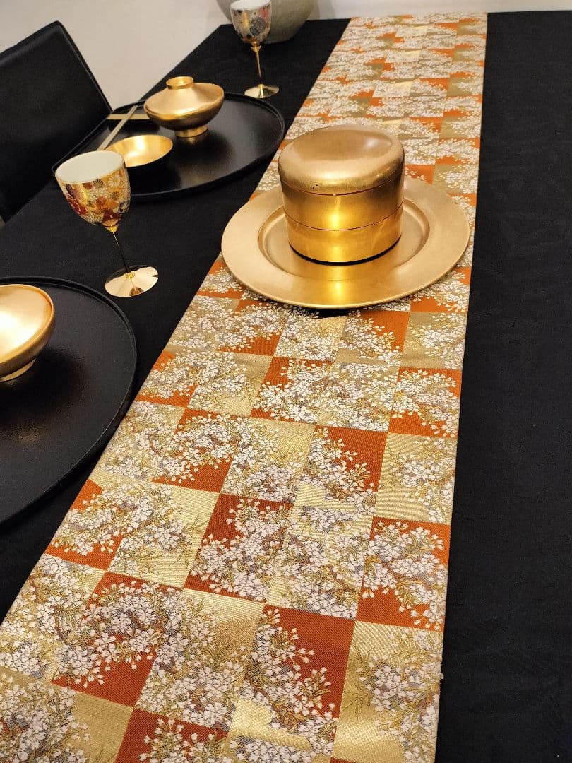 A668★逸品‼️豪華刺繍‼️ひな祭り‼️袋帯正絹テーブルランナー2m15cm