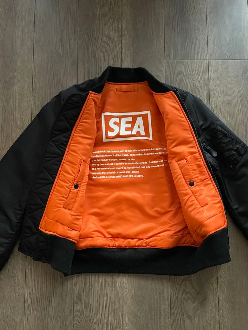 WINDANDSEA ウィンダンシー　MA-1 フライトジャケット 黒　ブラック