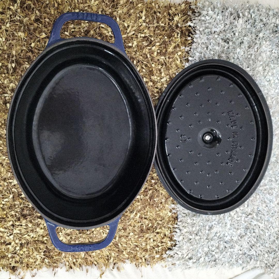 ストウブ　限定色　ブルー系　ココットオーバル　27cm　鍋　STAUB