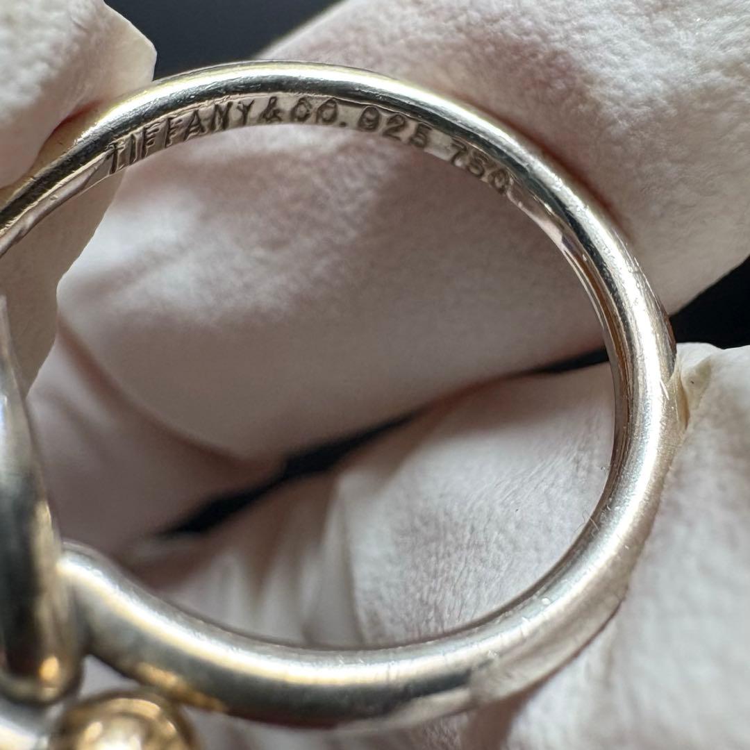 【まな】ティファニー ラブノット コンビ リング 12号 シルバー k18