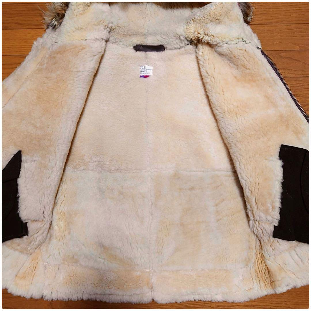 80S BRANDED ファーフード付きシープスキンムートンB-3ジャケット