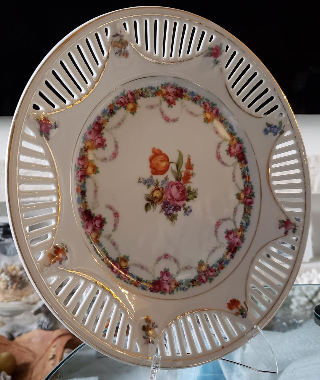 シューマン 希少 ババリア ドレスデン フラワー ピアス プレート