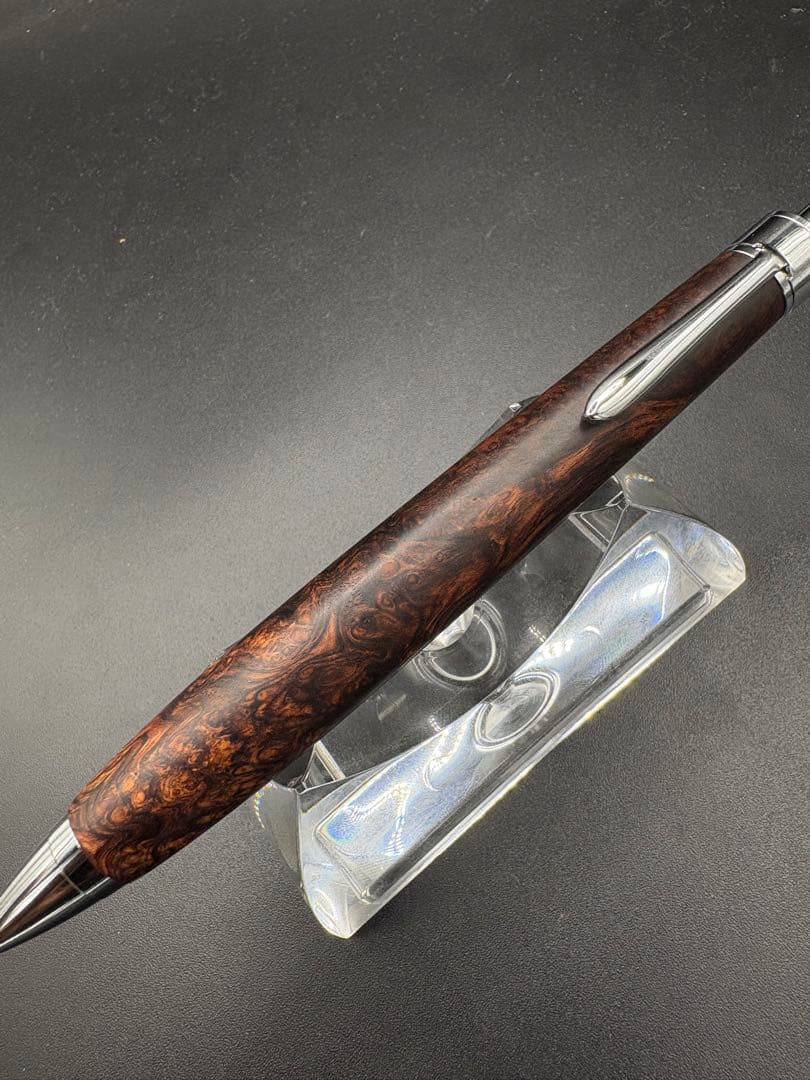 512極上　ホンジュラスローズウッド　瘤杢　木軸シャーペン　ボールペン