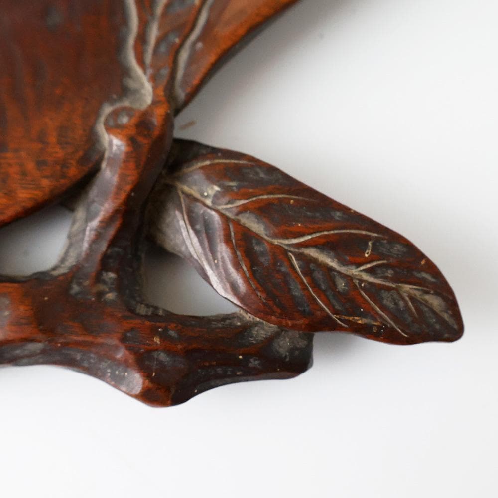 ★ CHI ★ 煎茶盆 時代唐物 木彫 葉盆 桃型葉盆 蝙蝠 煎茶道具