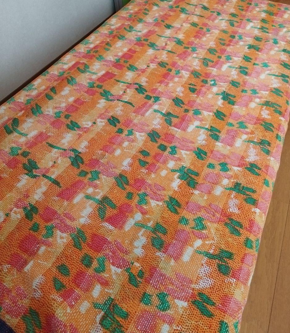 未使用 ヴィンテージ カンタキルト マルチカバー ラリーキルト コットン ラグ