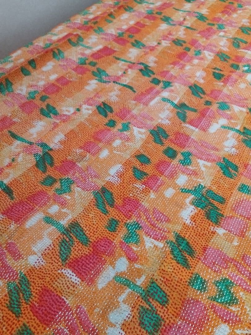 未使用 ヴィンテージ カンタキルト マルチカバー ラリーキルト コットン ラグ