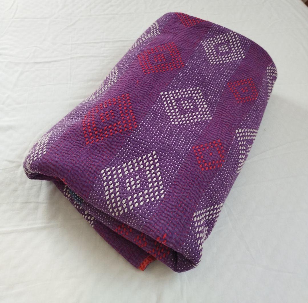 未使用 ヴィンテージ カンタキルト マルチカバー ラリーキルト コットン ラグ