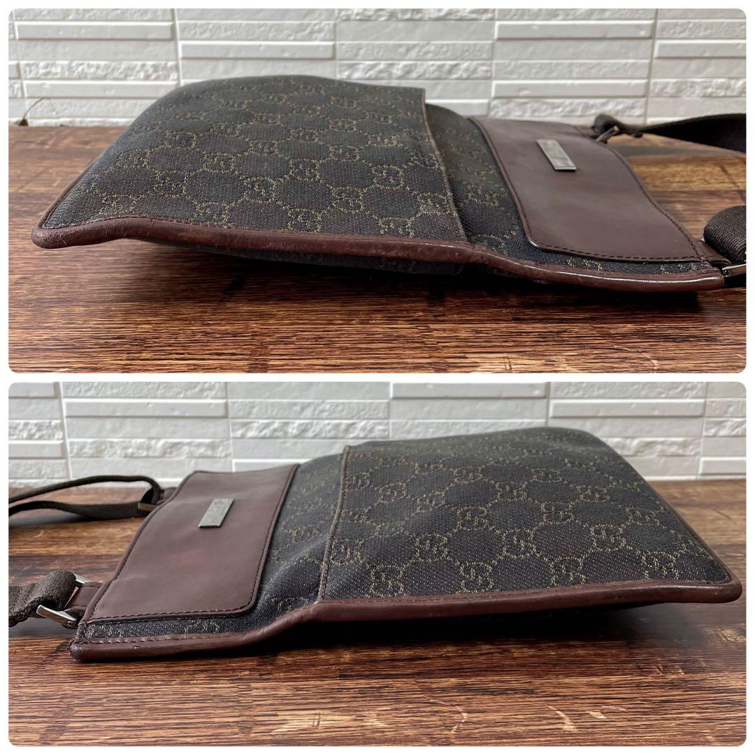 グッチ GGキャンバス × レザー ショルダー バッグ メッセンジャー.