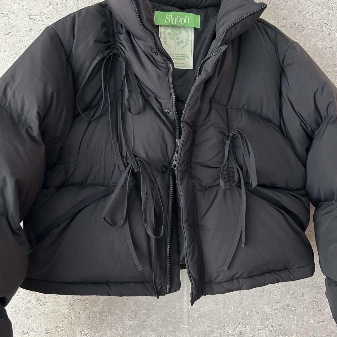 美品✨Sinoon リボンダウンジャケット　ショート丈　ブラック