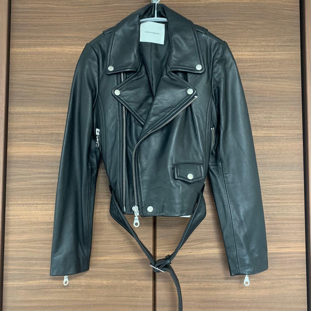 【お値下げ中】lagnamoon 羊革 レディースライダースジャケット ブラック
