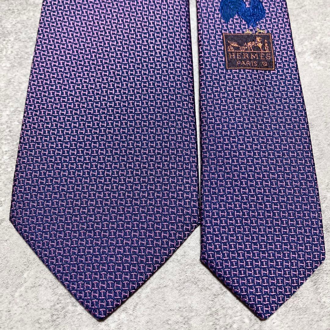 【新品タグ箱付き】　エルメス　ネクタイ　ファソネ　H柄　ジャガード織　フランス製