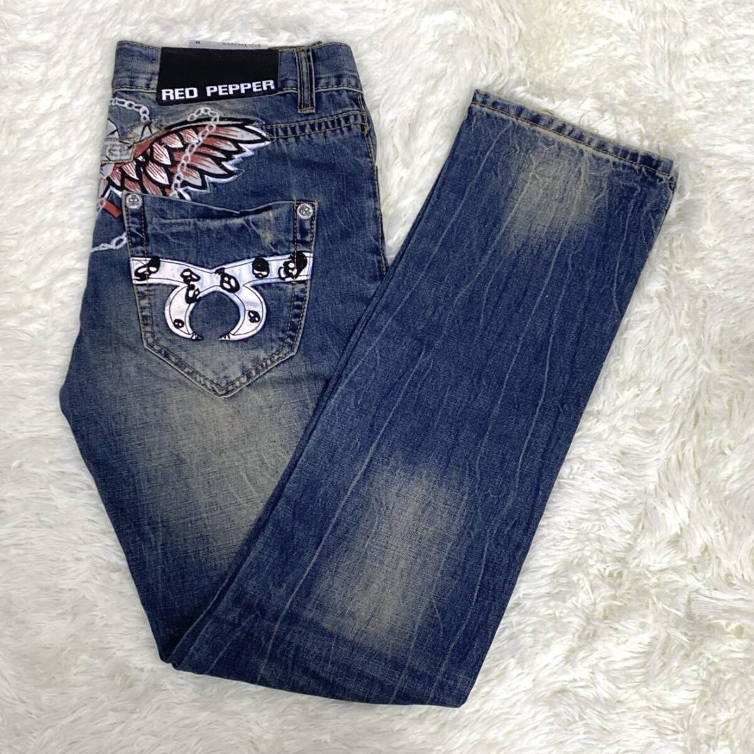 新品 Y2K RED PEPPER レッドペッパー デニムパンツ W32 刺繍