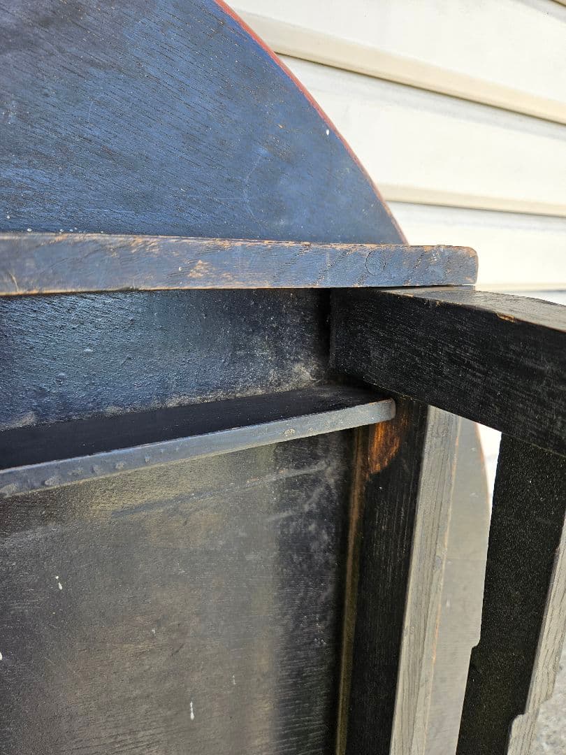 日本のアンティーク 朱塗りのちゃぶ台 折り畳み 座卓 丸テーブル 古家具