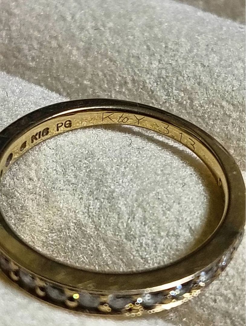 K18 PG 天然ダイヤモンド 0.25ct ハーフエタニティリング