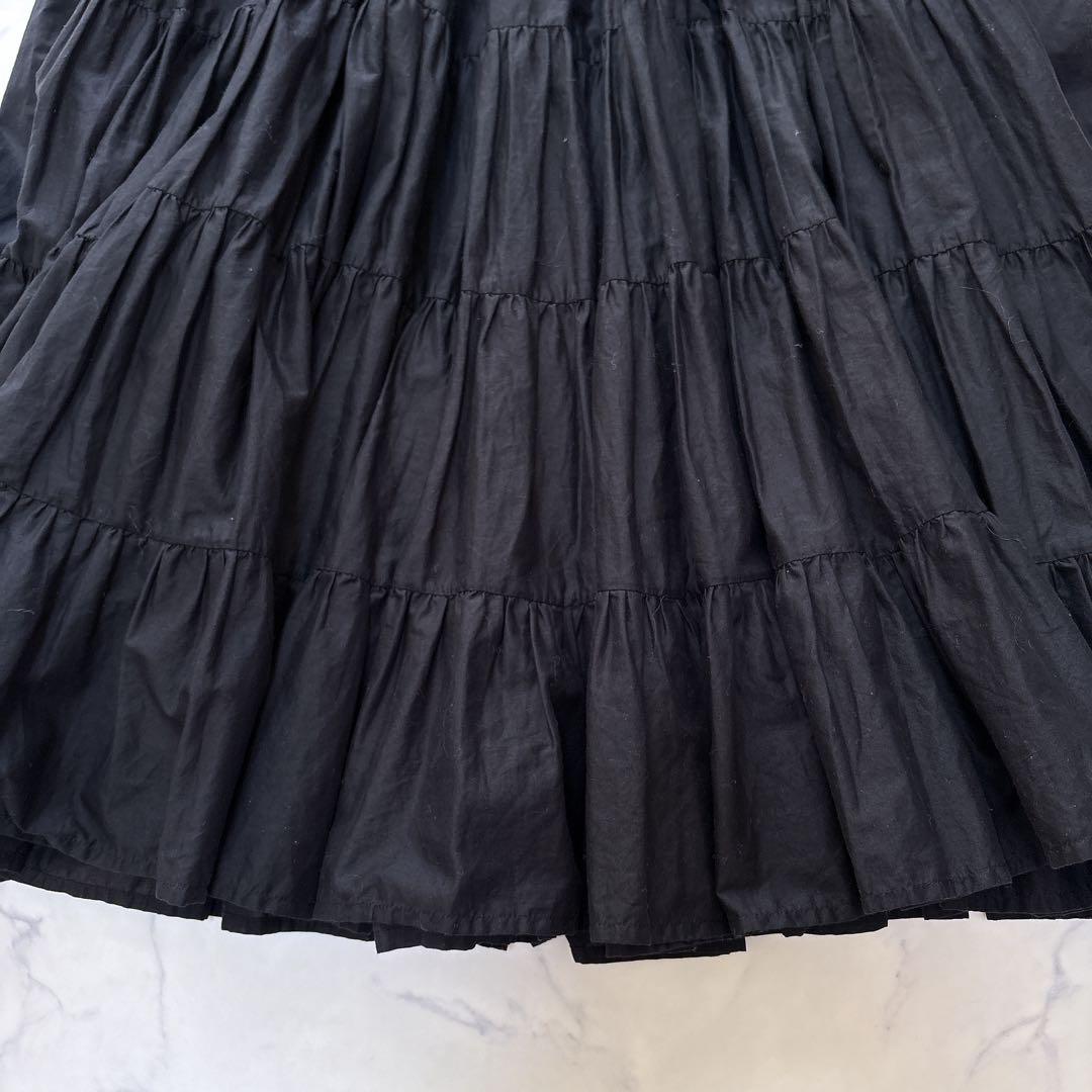 【美品】近年 マーレット ソリマン ティアード ワンピース ブラック コットン