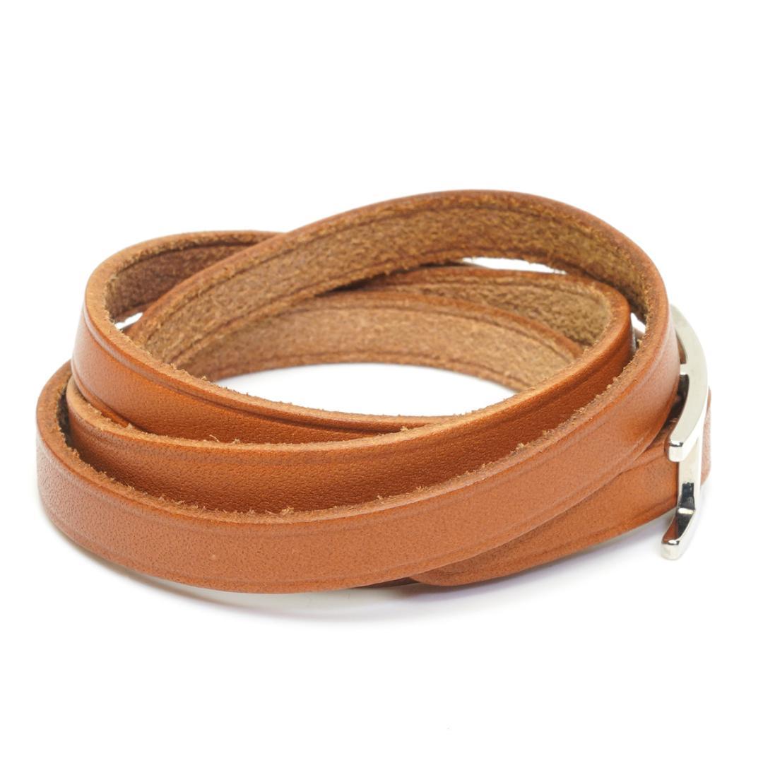 美品 エルメス アピ3 ブラウン ベージュ ブレスレット レザー HERMES