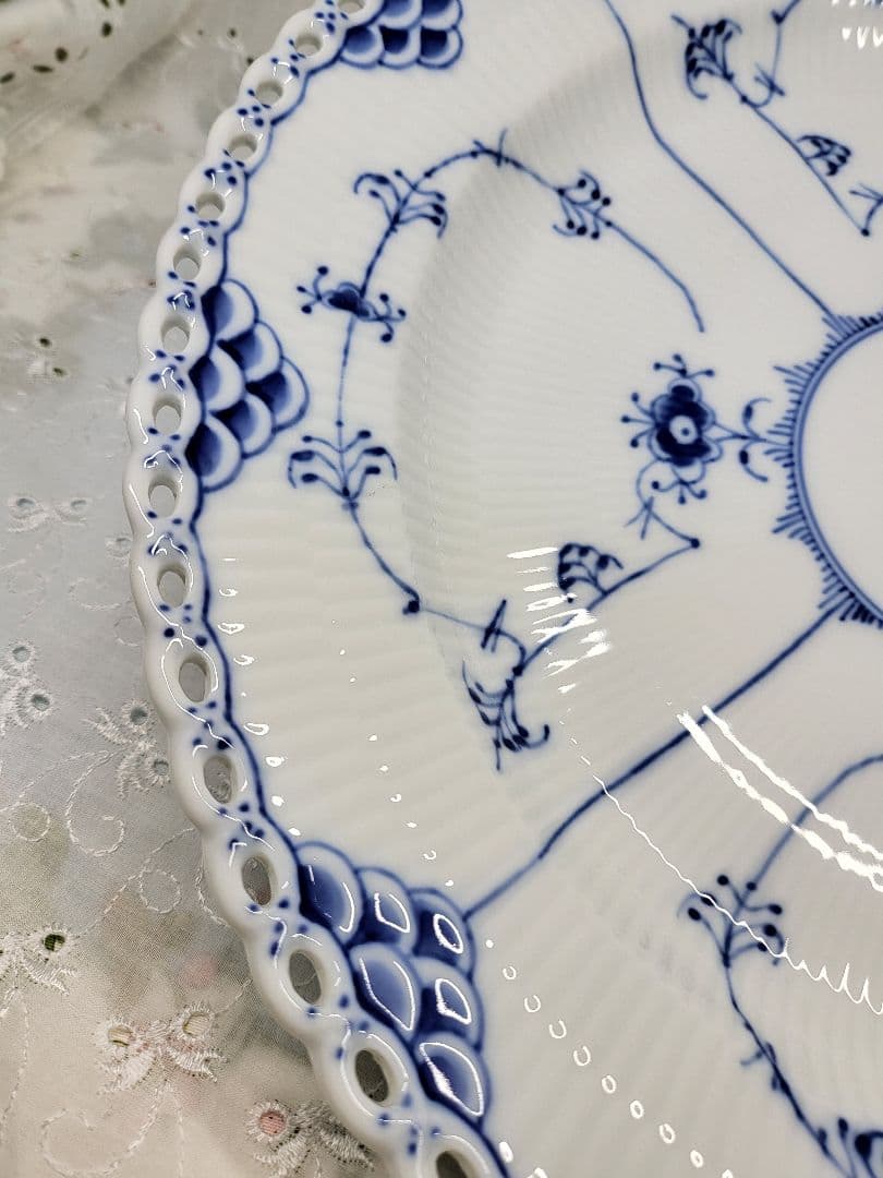 未使用✨ロイヤルコペンハーゲン ブルーフルテッド フルレース 大皿 プレート深皿