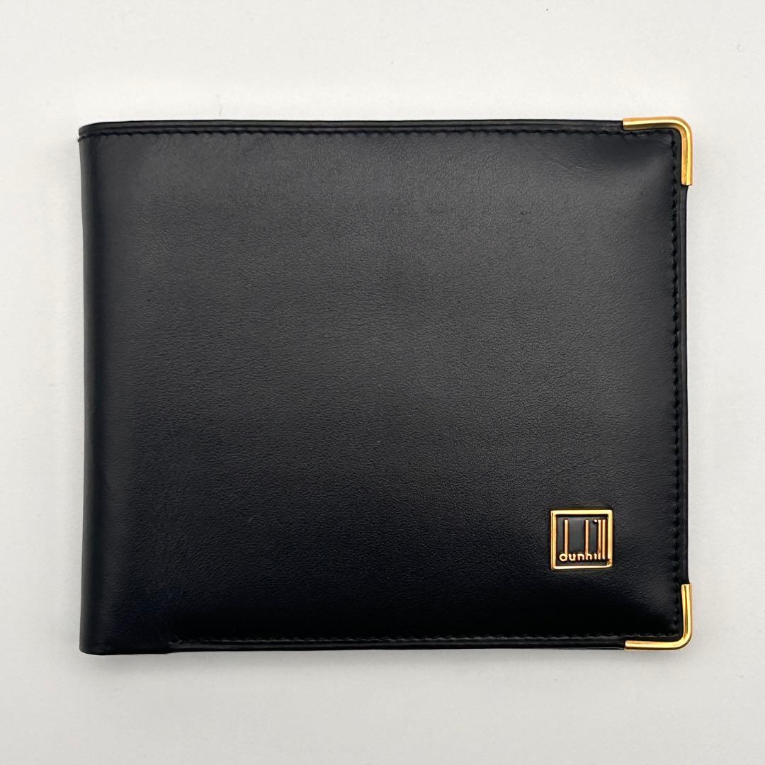 美品 dunhill ダンヒル 二つ折り財布 ブラックレザー 高級