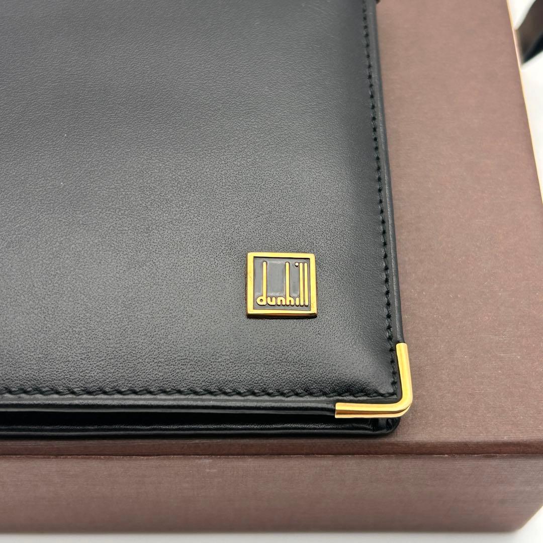 美品 dunhill ダンヒル 二つ折り財布 ブラックレザー 高級