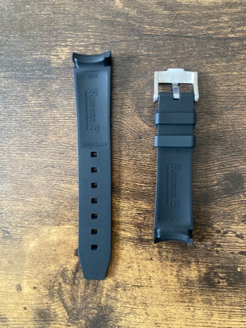 ラバーＢ（RUBBERB）　ロレックス GMTマスターⅡ用　黒　尾錠付きモデル