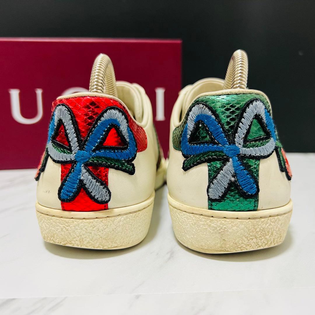 箱付き● GUCCI エース 刺繍 フローラル シェリーライン 23.0相当