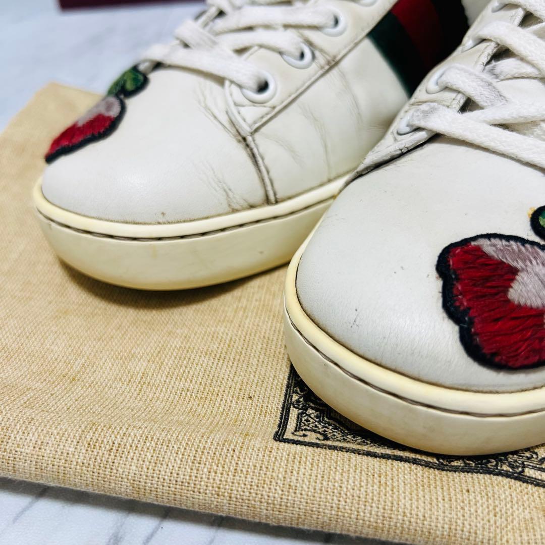 箱付き● GUCCI エース 刺繍 フローラル シェリーライン 23.0相当