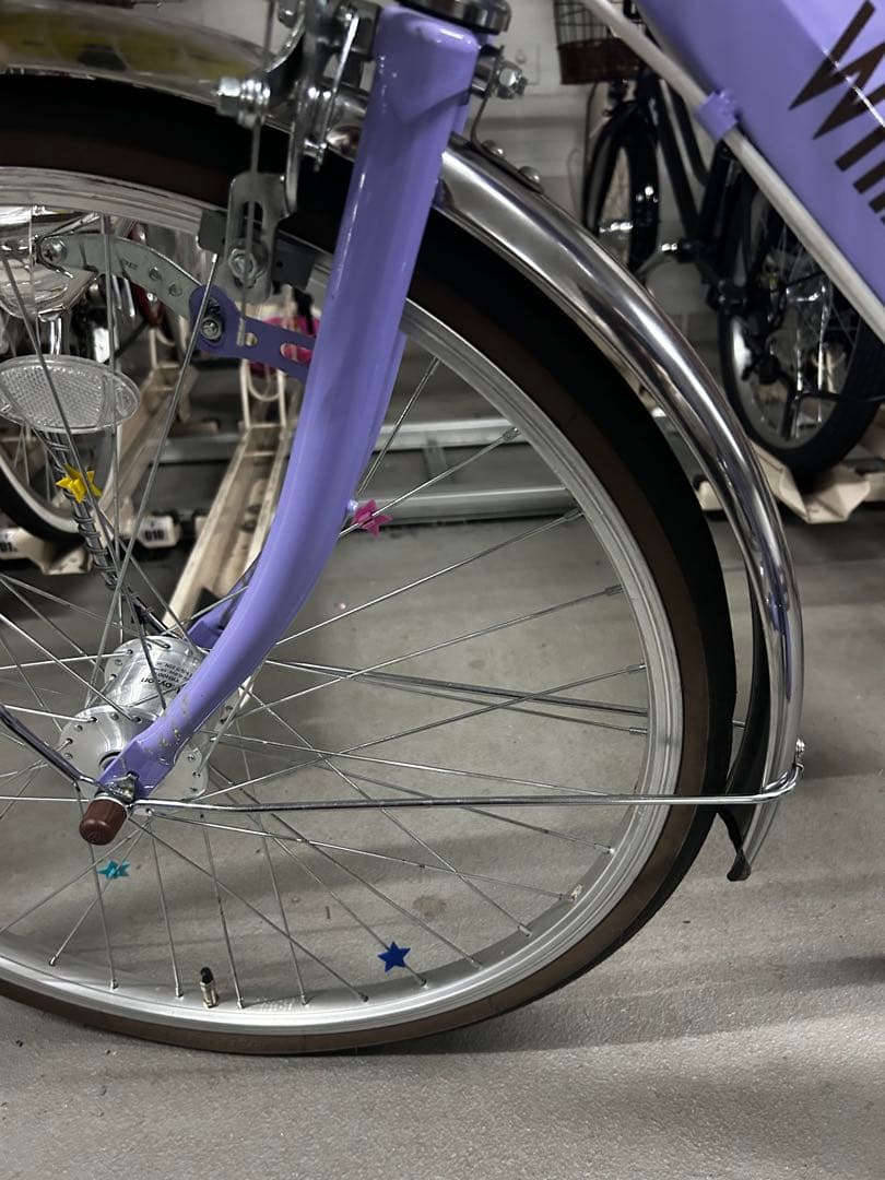 子供用自転車 24インチ　紫色 前部バスケット付き