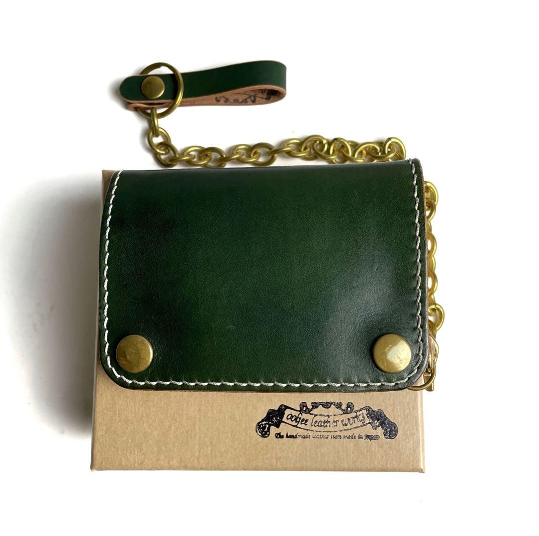 OOLJEE ミドルトラッカーウォレット 2つ折り財布 ウォレットチェーン付き