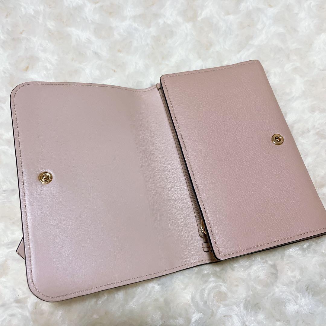 Chloeクロエ 三つ折り 財布 ピンク アルファベット レザー 財布 ブランド
