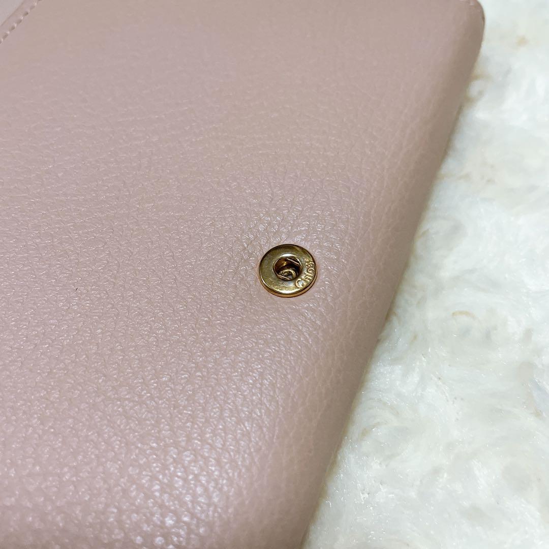 Chloeクロエ 三つ折り 財布 ピンク アルファベット レザー 財布 ブランド
