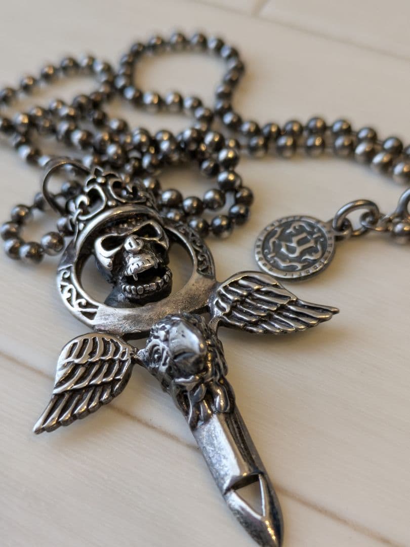 スカルと翼のシルバー925ネックレス