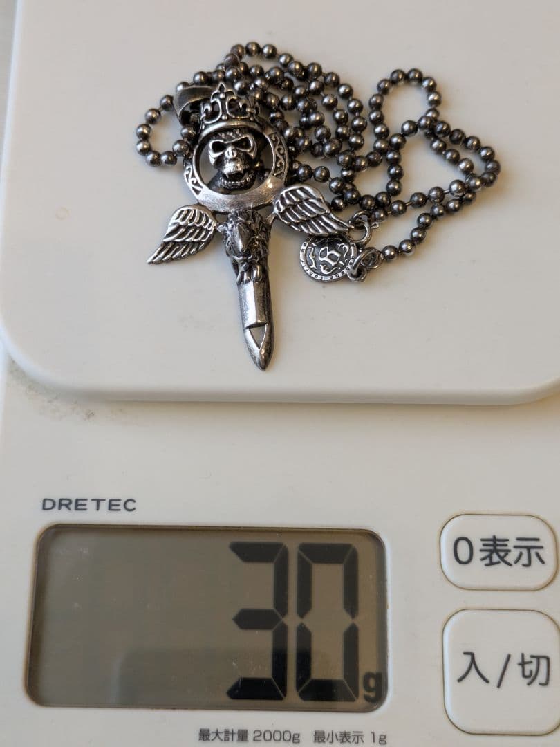 スカルと翼のシルバー925ネックレス