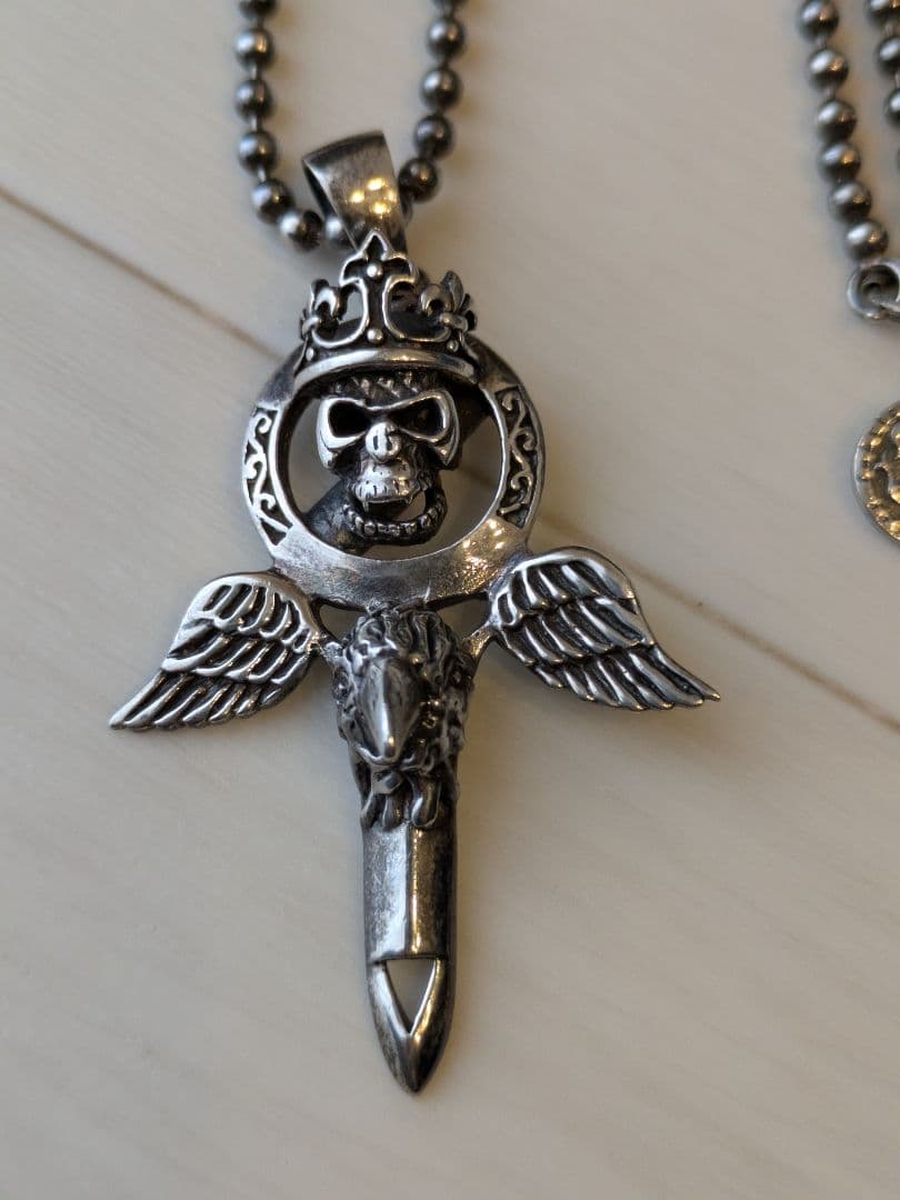 スカルと翼のシルバー925ネックレス