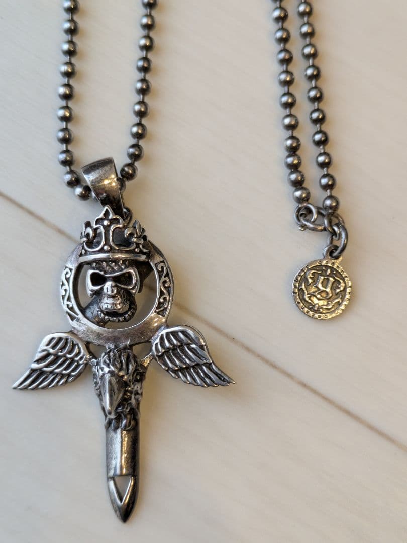 スカルと翼のシルバー925ネックレス