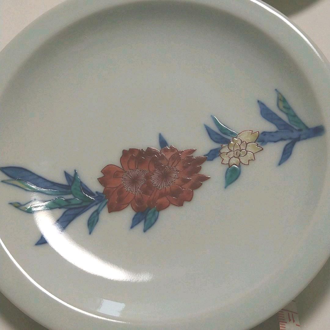 有田焼 十三代目今右衛門 錦桃花絵銘々皿5枚