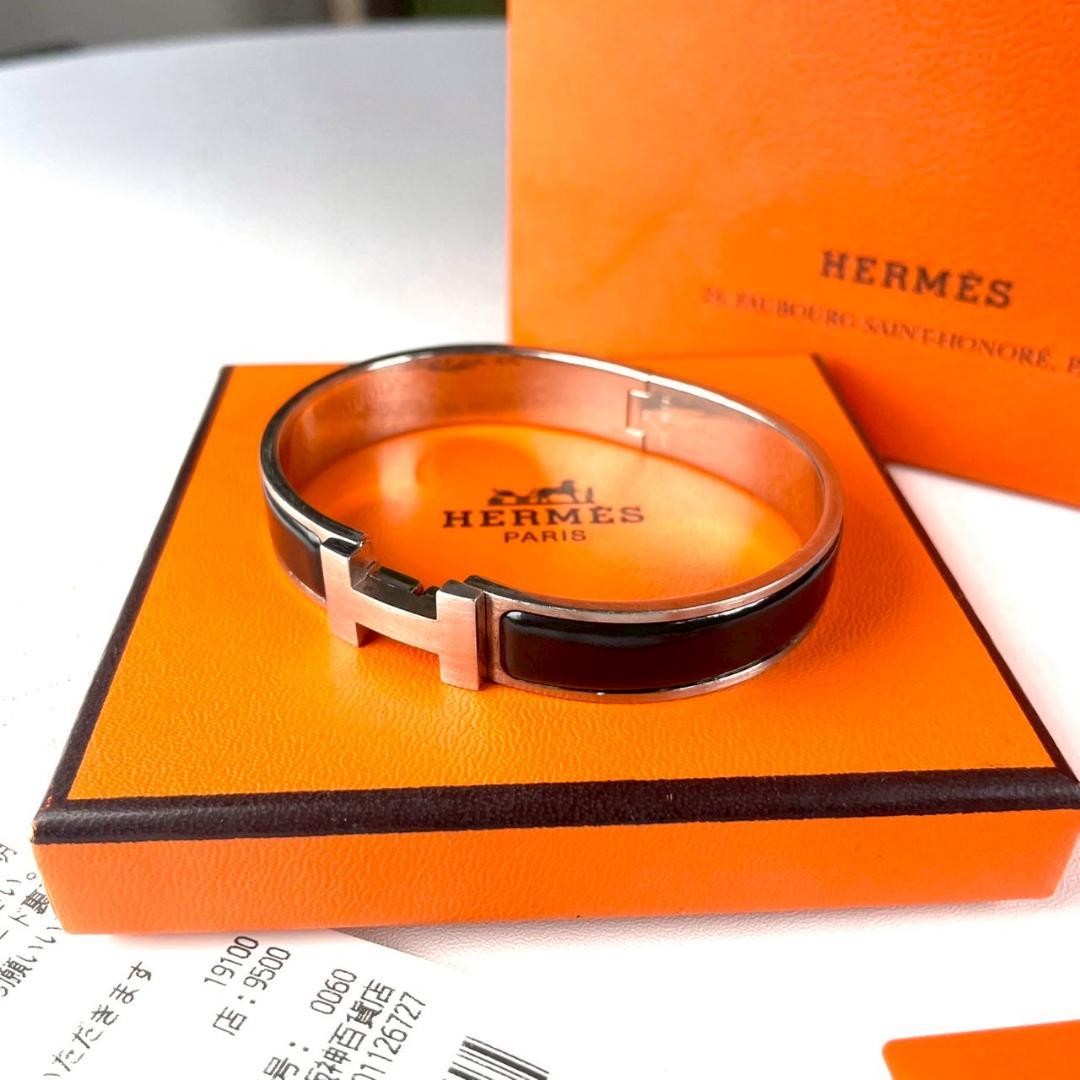 良品 HERMES 名作 クリックH シルバー ブレスレット
