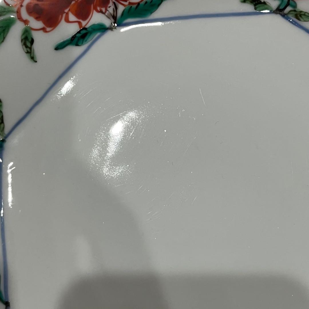 【新品】正木春蔵 色絵染附 牡丹文八角皿 3枚セット