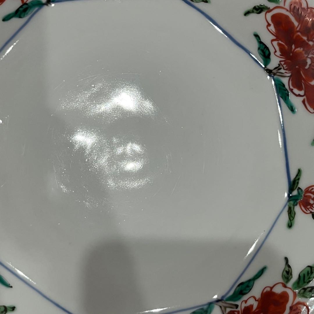 【新品】正木春蔵 色絵染附 牡丹文八角皿 3枚セット