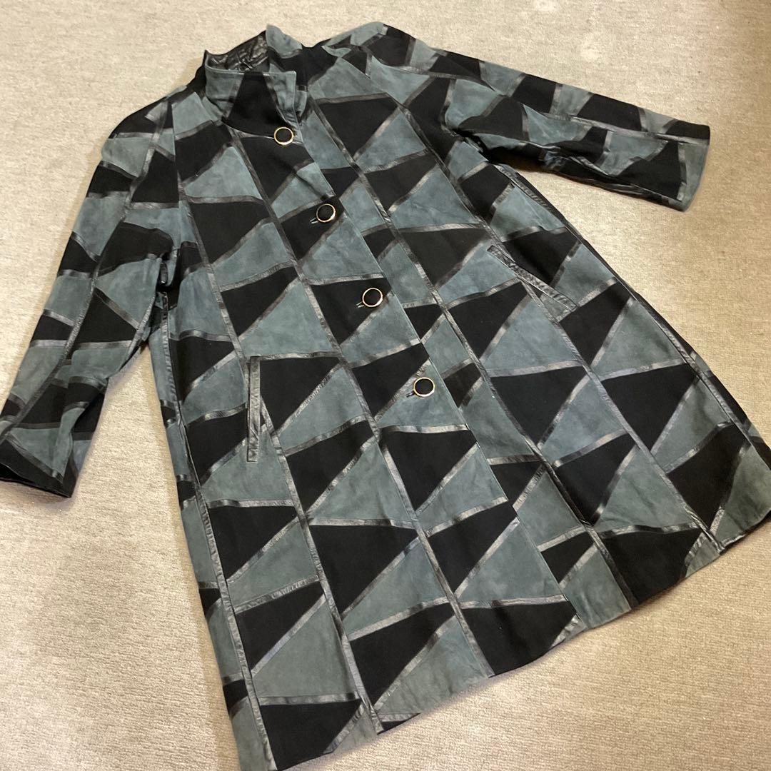 のんちゃん　柔らかな羊革ヌバックパッチワークコート　他2点