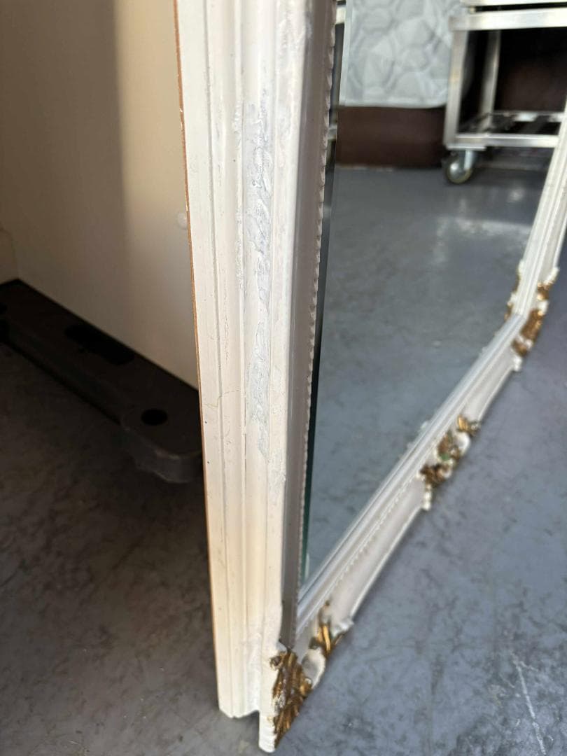 ゴールド イタリア製 アンティーク調 白とゴールド ミラー 姿見 壁掛け