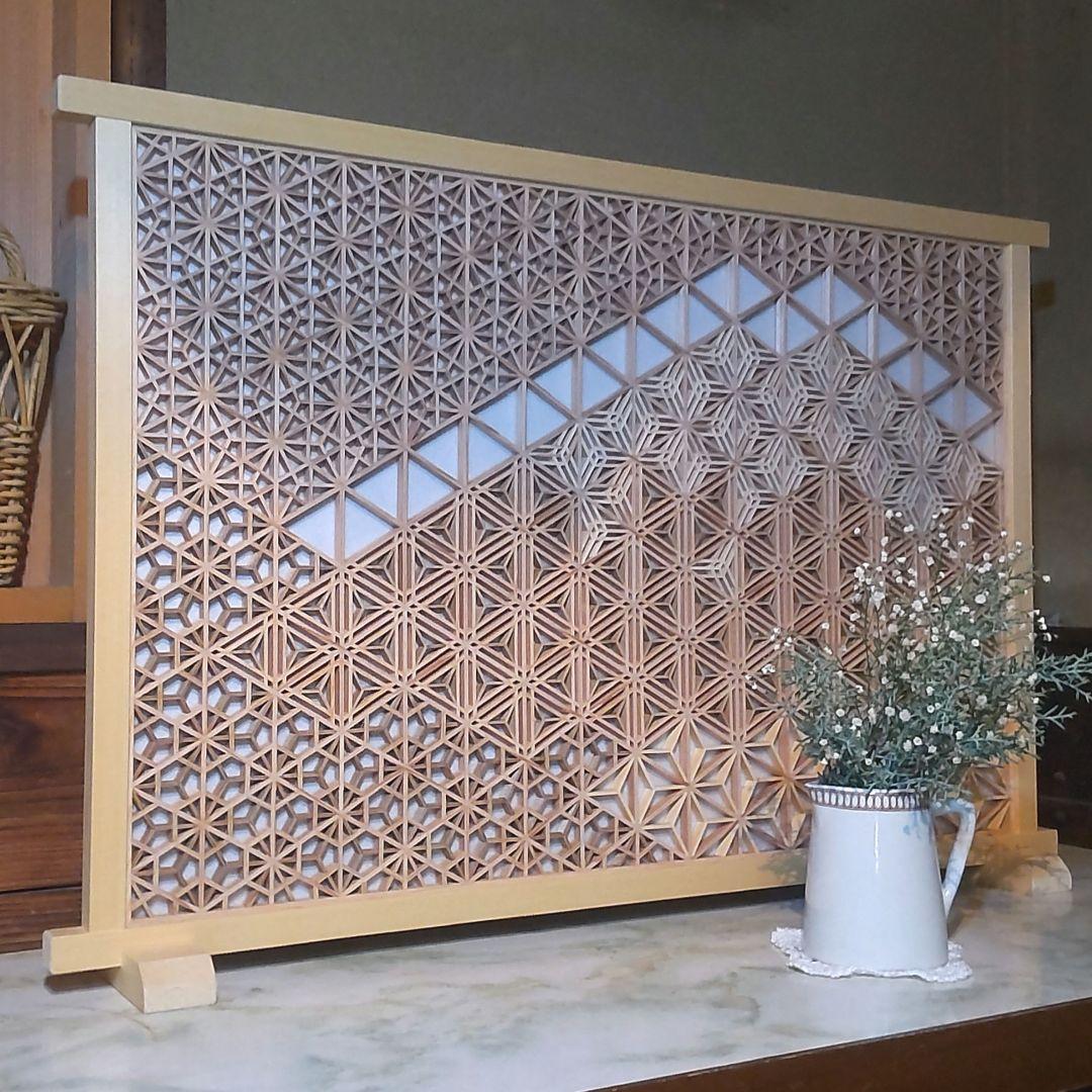 組子 組子細工 富士山 衝立(大) 建具職人 日本 伝統技 アート 飾り物