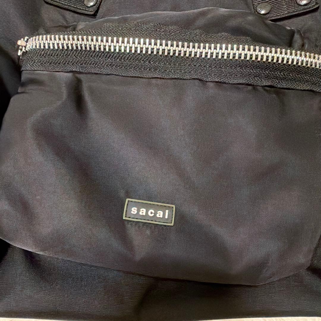 正規品　sacai 24-0698sブラックナイロン トートバッグ
