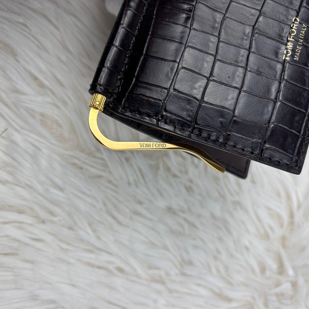 【極美品】TOM FORD トムフォード マネークリップ クロコ ブラウン
