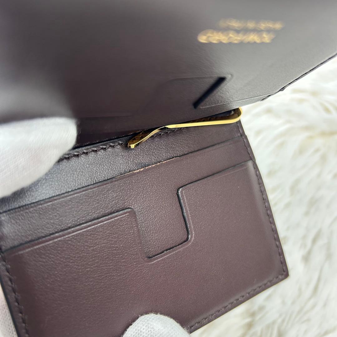 【極美品】TOM FORD トムフォード マネークリップ クロコ ブラウン