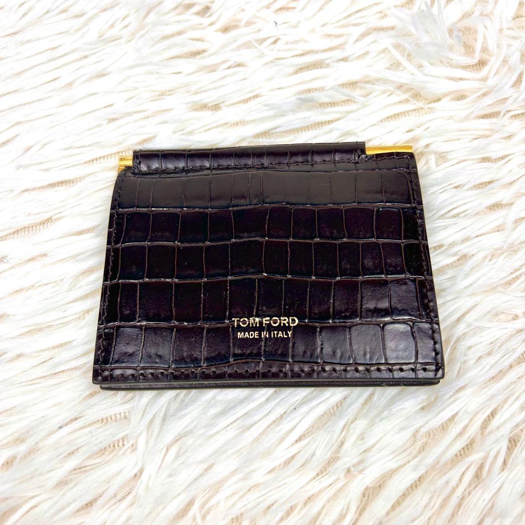 【極美品】TOM FORD トムフォード マネークリップ クロコ ブラウン