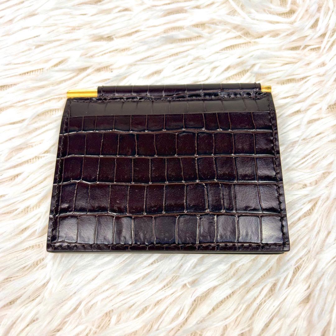 【極美品】TOM FORD トムフォード マネークリップ クロコ ブラウン