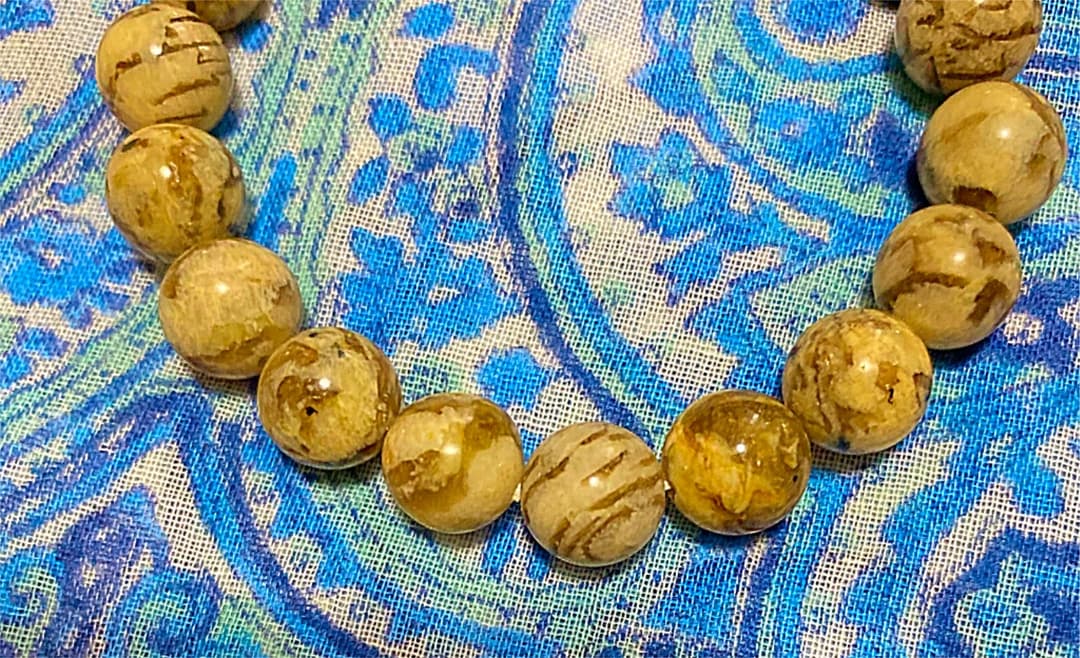 金運爆上げ　特別祈祷　心を強化天然石７cmグラフィックグラナイトお念珠　出羽三山